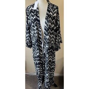 Universal Standard BLK/Blue/Wht Print Swim Cover Up Sz S (14-16) NWT
